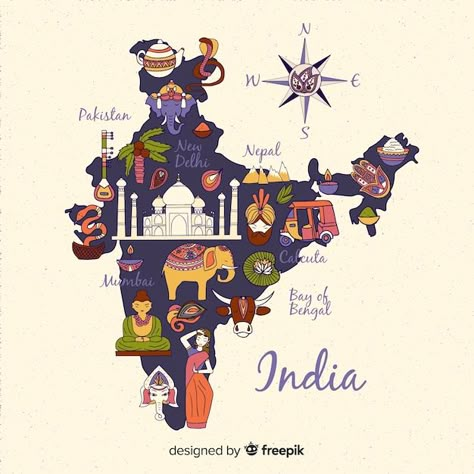 India Illustration Map, India Map Creative Art, India Map Asthetic Picture, Indian Map Aesthetic, Indian Map Art, India Map Drawing Art, Indian Map Drawing, India Map Illustration, Indian Culture Drawing