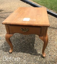 Coastal Cottage End Table Makeover | Confessions of a Serial Do-it-Yourselfer Wood Side Table Makeover, Refurbished End Tables, Redo End Tables, Refinished End Tables, Old End Tables, Painted End Tables, End Table Makeover, Side Table Makeover, Oak End Tables