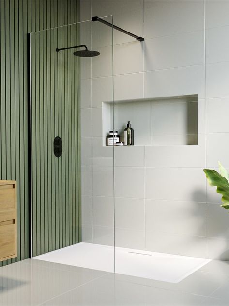 Modern bathroom featuring Walk In Shower with matt black shower Wet Room Shower Screens, Room Tiles Floor, Walk In Shower Tray, Wet Room Tiles, Bathroom Shower Enclosures, Walk In Shower Enclosures, Wet Room Shower, Toilet Sink, Wet Room