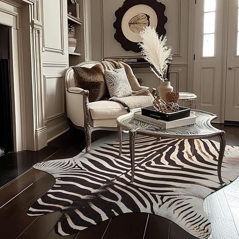 Amazon.com: JINCHAN Zebra Print Area Rug Faux Skin Cowhide Animal Design Mat Faux Suede Indoor Floorcover for Bedroom Living Room 5x7 Safari Design : Home & Kitchen