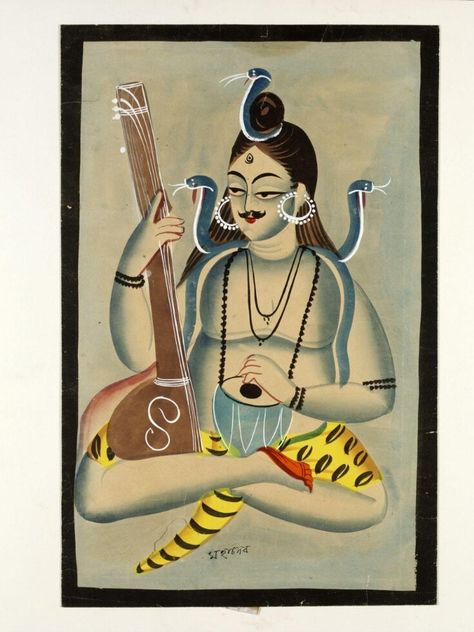 Bengal Painting, Painting Shiva, Kalighat Paintings, Deities Art, Worli Painting, Folk Culture, God Photos, Bengali Art, Contemporary Folk Art