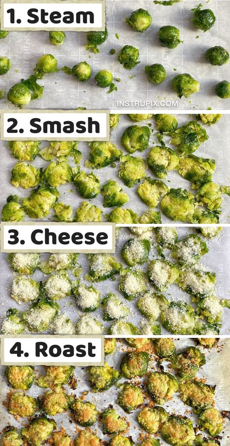 Smashed Brussels Sprouts, Veggie Side Dish Recipes, Sprout Recipes, Veggie Side Dishes, Side Recipes, Veggie Sides, Veggie Dishes, Brussels Sprouts, Vegetable Side Dishes