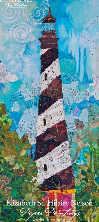 Patchwork, Lighthouse Paintings, Quilt Landscape, Landscape Collage, Collage Landscape, Collage Painting, Lighthouse Art, Collage Art Projects, Magazine Collage