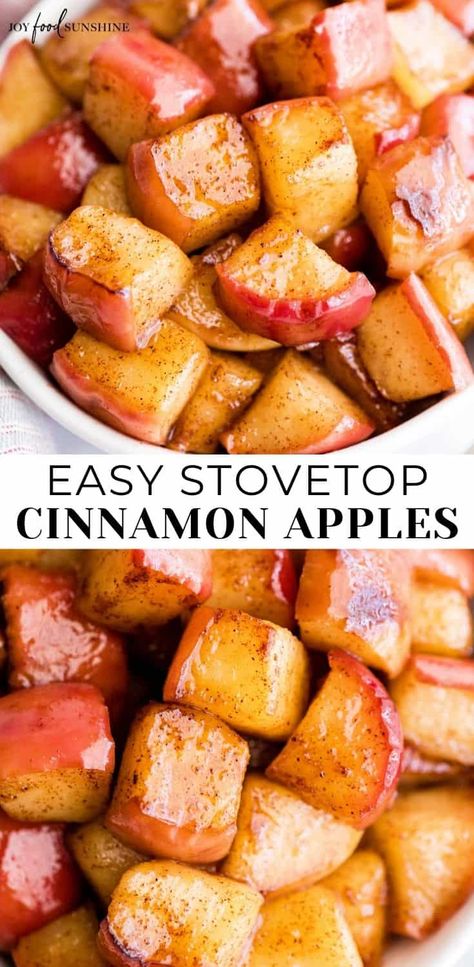 These Stovetop Sautéed Cinnamon Apples taste like a warm apple pie, but they come together in 5 minutes and are SO much healthier! This recipe makes a perfect breakfast, snack, or dessert and is gluten, dairy and refined sugar free! Soft Cinnamon Apples, Pan Fried Apples Healthy, Low Calorie Cinnamon Apples, Baked Apples Stovetop, Sauteed Apples Cinnamon Healthy, Cinnamon Apples Stove Top, Boiled Apples Cinnamon, Easy Cinnamon Apples Stovetop, Apples On Stove Top