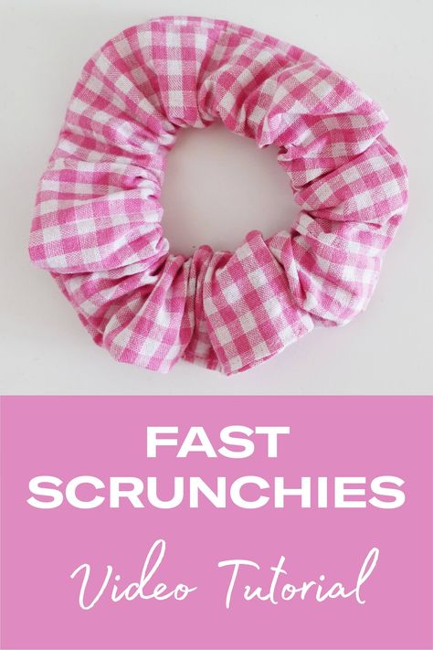 Making Hair Scrunchies, Making A Scrunchie, Homemade Scrunchies How To Make, Scrunchie Diy Free Pattern, How To Make Hair Scrunchies Tutorials, Sewing Hair Scrunchies, Scrunchie Tutorial How To Make, Scrunchie Sewing Tutorial, How To Make A Scrunchie Video