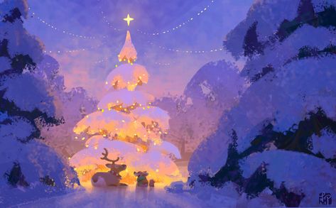 ArtStation - Happy Holidays!, Lynn Chen Winter Aesthetic Illustration, Winter Wonderland Illustration, Lynn Chen, Winter Illustration, Arte Inspo, Winter Art, Visual Development, Christmas Illustration, Book Illustration