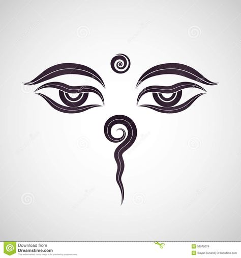 Buddha Eyes, Nepal Stock Vector - Image: 53979074 Nepal Tattoo Ideas, Buddha Side Face, Eyes Of Buddha, Nepal Tattoo, Tattoo Buddha, Buddha Eyes, Buddhist Tattoo, Buddha Tattoos, Amitabha Buddha