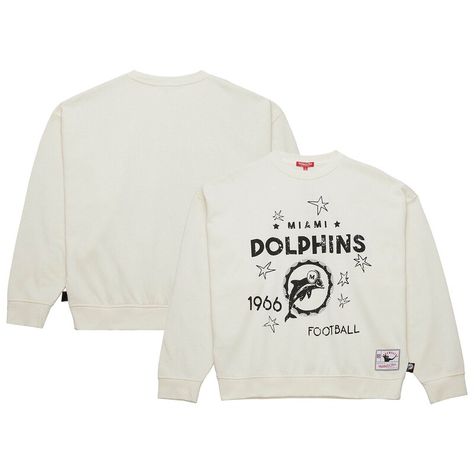 Embrace vintage Miami Dolphins style with this Mitchell & Ness Throwback Logo 3.0 Pullover Sweatshirt. This luxuriously soft sweatshirt features a distressed screen print of the Miami Dolphins' throwback logo, team name, and inaugural year on the front, making it a true testament to your enduring fandom. With its cozy, midweight construction, it's the perfect way to showcase your Dolphins pride while staying warm and comfortable all season long. Miami Dolphins Sweatshirt, Vintage Miami, Nfl Miami Dolphins, Market Ideas, Vintage Jerseys, Team Name, Miami Dolphins, Mitchell & Ness, Side Hustle