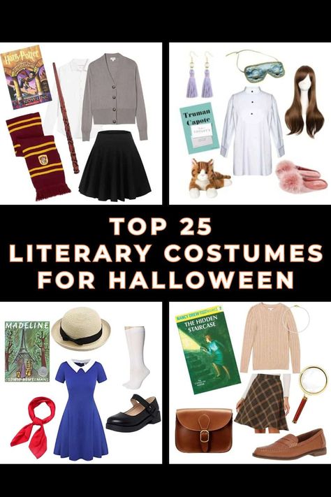 Top 25 Literary Costumes: Bookish Halloween Ideas for Adults Book Character Bounding, Bookworm Halloween Costume, History Teacher Costume Ideas, Costumes For Librarians, Librarian Costume Ideas, Librarian Halloween Costume Ideas, Book Related Halloween Costumes, Literature Halloween Costumes, Book Themed Costumes