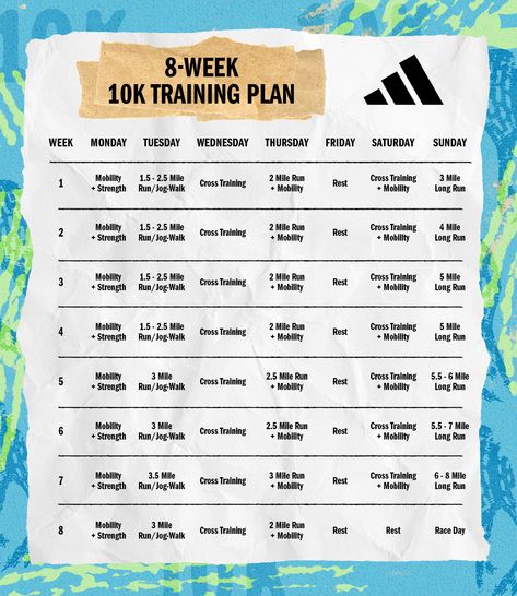 Looking to hit your next running milestone? Training for a 10K might be right for you. Read on for a plan that includes strength training, stretching, and more. 9 Week 10k Training Plan, Runner Training Plan, Strength And Running Schedule, How To Train For A 10k, Run 10k Plan, 10k Running Plan Beginner, Running Plan For Half Marathon, 10 Mile Run Training Plan, 10 Km Running Plan