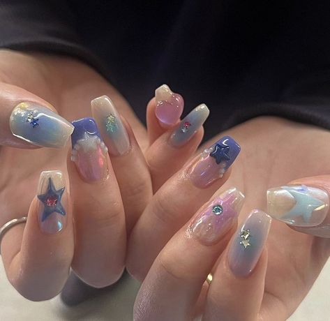 Shoujo Nails, Korea Nails Design, Coquettecore Aesthetic, Mexican Nails, Milky Nails, Edgy Nails, Pretty Gel Nails, Really Cute Nails, Japanese Nails