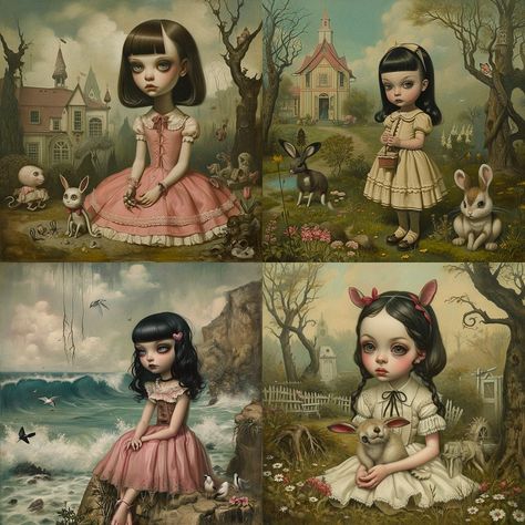 Mark Ryden Art, Pop Surrealism Lowbrow, Mark Ryden, Party Video, Doll Aesthetic, Paintings And Drawings, Cyberpunk Character, Animals Cute, Lowbrow Art