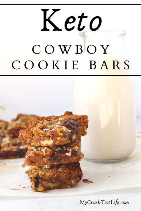 Keto Omg Bars, Keto Monster Cookie Bars, Low Carb Cowboy Cookies, Keto Cookie Bars Recipes, Keto Low Carb Cowboy Cookies, Keto Cowboy Cookies Recipe, Keto Cowboy Cookies, Keto Squares, Cowboy Cookie Bars