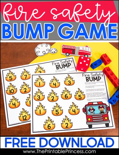 Free Fire Safety Math Game Fire Safety Math Activities, Fire Safety Kindergarten, Fire Safety Math, Fire Safety Free, Fire Safety Unit, Fire Safety Theme, Fire Safety Activities, Thanksgiving Activities For Kindergarten, Fire Safety Preschool