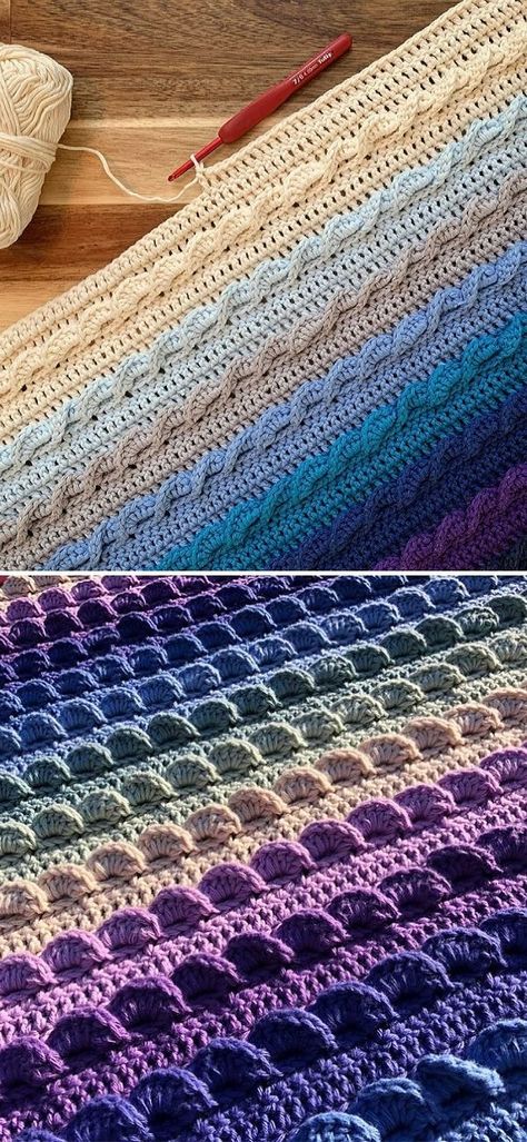 Crochet Borders For Blankets, Waves Crochet, Crochet Throws, Crochet Ripple Pattern, Crochet Throw Pattern, Crochet Patterns Free, Crochet Afghan Patterns Free, Confection Au Crochet, Crochet Afgans