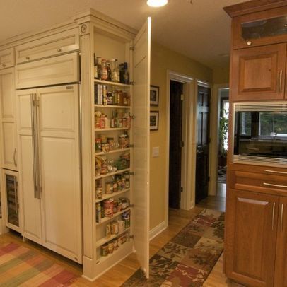 Between The Studs Storage Design, Pictures, Remodel, Decor and Ideas - page 3 Shallow Pantry, Narrow Pantry, Pantry Space, Casa Clean, Desain Pantry, Corner Pantry, Small Kitchen Storage, Built In Refrigerator, Small Pantry