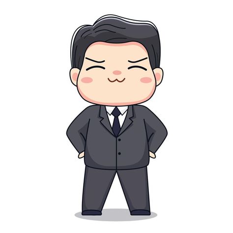 illustration of a businessman with formal suit Cute kawaii chibi character design Chibi Character Design, Businessman Illustration, Suit Drawing, Swag Cartoon, Formal Suit, Cartoon Man, Chibi Characters, Man Character, Kawaii Chibi