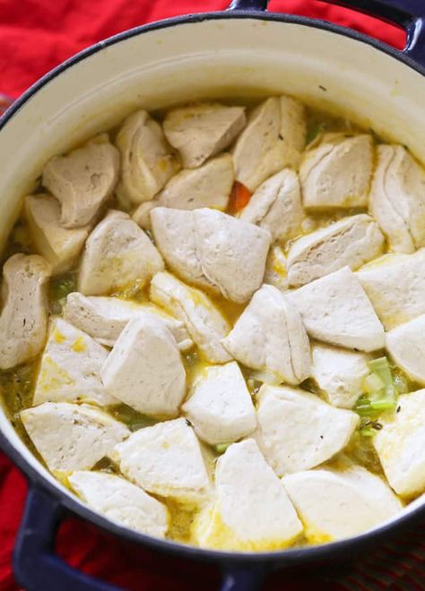 Homemade Chicken and Dumplings Recipe - pipandebby.com Recipe With Canned Biscuits, Chicken And Dumplings Recipe With Biscuits, Biscuit Chicken And Dumplings, Homemade Chicken And Dumplings Recipe, Easy Chicken Dumpling Recipes, Turkey And Dumplings, Pip And Ebby, Dumpling Recipes, Chicken Dumpling