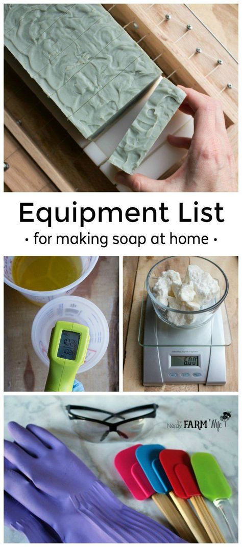 Find out what essential equipment you need to begin making handmade soap at home Basic Soap Making, Soapmaking For Beginners, How To Make Your Own Soap Natural, Soap Making Ingredients List, Soap Making Drying Racks, Soap Making Equipment, Best Soap Making Supplies, Diy Soap Molds Ideas How To Make, Making Soap With Essential Oils