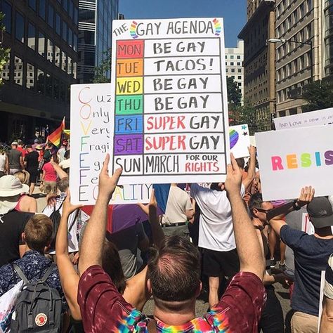 I do the same thing on Tuesday! #equalitymarch #dcpride #gayagenda #tacotuesday #mygayagenda #gaypride Unisex Fashion Style, Equality Quotes, Gender Neutral Outfits, Pride Quotes, Lgbt Memes, Lgbtq Funny, Pride Stuff, Lgbtq Stuff, Protest Signs