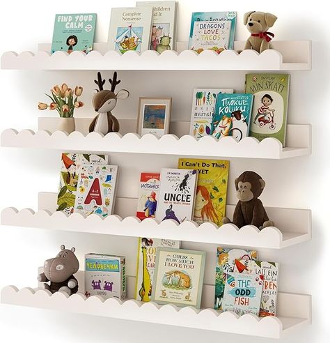 Amazon.com: Nursery Book Shelves, 4-Pack White Floating Shelves for Wall Kids, Scalloped Shelves, Wall Book Shelves for Bedroom Kids, Toddler Room, Baby Room, Nursery Decor : Home & Kitchen Scalloped Shelves, Nursery Book Shelves, Scalloped Shelf, School Apartment, Kids Room Bookshelves, Hanging Bookshelves, Decor Bookshelves, Room Wishlist, Floating Bookshelf