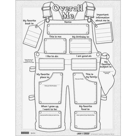 Ready-To-Decorate® Overall Me Posters - 24 posters Me Worksheet, All About Me Poster, All About Me Printable, About Me Template, Character Sheet Template, All About Me Activities, Teaching Essentials, About Me Activities, Bulletin Journal Ideas