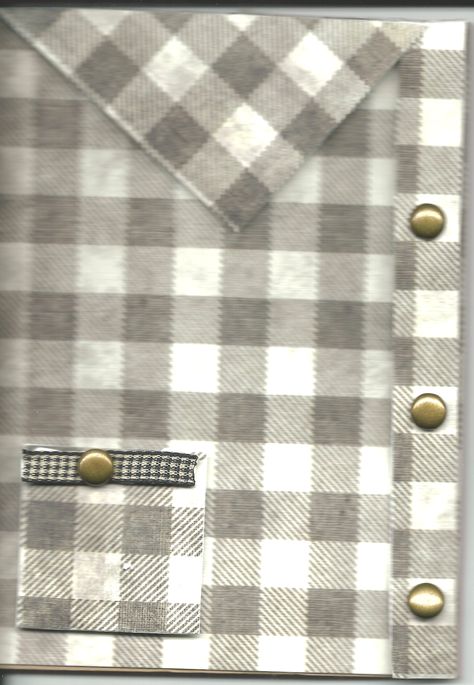 Flannel Shirt Card. My buttons aree old-fashioned bronze brads - I had some leftovers from what my father used 50+ years ago - and I made the piece on the pocket is a piece of ribbon glued on heavy CS. The inside was set-up inside to hold a challenge coin. Tutorial by G's Creations Gareth Frewer. Masculine Shirts, Birthday Male, Shirt Card, Diy Father's Day, Male Birthday, Father's Day Diy, Birthday Cards For Men, 50 Years Ago, Challenge Coins