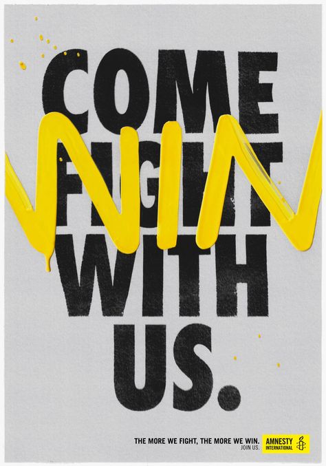 Powerful Typography, Typography Advertising, Gold Graphic Design, Type Poster, Creative Advertising Campaign, Amnesty International, Typographic Poster, Type Posters, Print Advertising