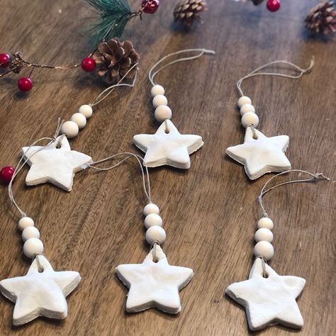 Nwot Unpainted Primitive Rustic Salt Dough Star Christmas Ornaments. The Stars Measure 2 1/2” And About 4 1/4” Including The Wooden Beads With 2-3” Hemp Rope To Hang. Pairs Well With Magnolia, Rae Dunn, Anthropology, Pottery Barn, Pier One, West Elm, Mcgee, Etc. They Can Be Displayed Raw, As Is, Or Painted. Can Be Used As Ornaments, Garland, Or Gift Tags. These Are Homemade From Scratch By My Crafty Kids. They Made Dozens To Gift; These Are The Extras. They’re Selling To Try To Make Money. Star Clay Garland, Air Dry Clay Holiday Crafts, Sculpt Christmas Ornaments, Pretty Salt Dough Ornaments, White Salt Dough Ornaments, Christmas Salt Dough Crafts, Diy Ornaments Salt Dough, Clay Pottery Christmas Ornaments, Salt Dough Christmas Tree Ornaments