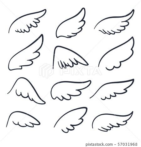 Cartoon angel wings. Winged doodle sketch icons. Angels and bird vector symbols isolated Angel Wings Doodle, Angel Wings Drawing Simple, Wing Doodle, Angel Doodles, Angel Wings Cartoon, Angel Wings Easy, Angel Doodle, Angel Wings Clip Art, Angel Outline