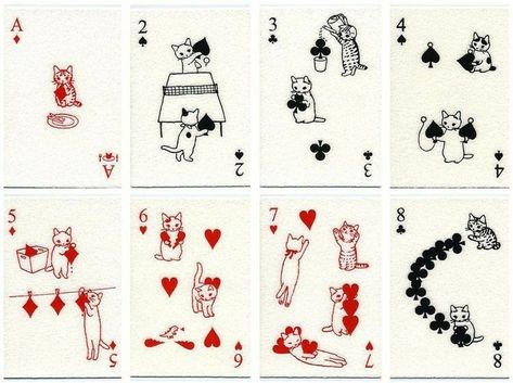 Playing Cards Art, Playing Cards Design, Card Poster, Cat Cards, Playing Card, Deck Of Cards, Cute Tattoos, Card Art, Cat Art