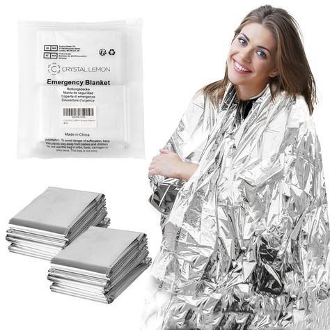 C CRYSTAL LEMON Emergency Blankets, 6 Pack Emergency Thermal Blanket, Survival Blanket for First Aid Kit, Camping, 82x52inch Warming Blanket, First Aid For Kids, Emergency Blankets, Space Blanket, Emergency Blanket, Outdoor Survival Gear, Survival Blanket, Thermal Blanket, Communication Devices