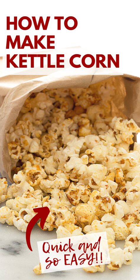 Halloween Kettle Corn, Kettle Corn Recipe In Popcorn Maker, Homemade Kettle Corn Recipe, Stove Top Kettle Corn, How To Make Kettle Corn, How To Make Kettle Corn At Home, Kettle Corn Recipe Homemade, Diy Kettle Corn, Homemade Kettle Corn