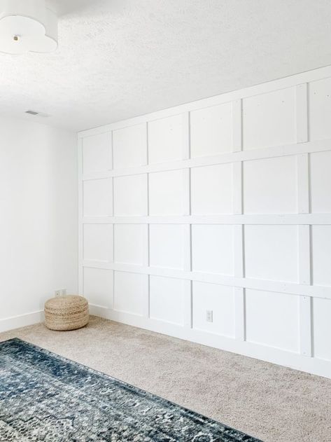 Gorgeous board  batten wall in our craft room! Loving the design of this wall. #boardandbatten Life On Virginia Street, Batten Wall, Board Batten, Best White Paint, Young House Love, Bedroom Accent, Accent Wall Bedroom, White Paneling, Front Room