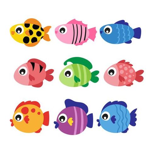 Maze Game, Fish Vector, Cartoon Fish, Vector Food, Animal Crafts For Kids, Collection Design, Toddler Learning Activities, Matching Games, Kindergarten Activities