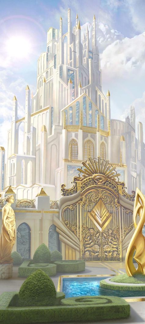 Sun Palace Fantasy Art, Sun City Fantasy Art, Sun Kingdom Fantasy Art, Fantasy Castles Palaces, Sun Castle Fantasy Art, Fantasy Royal Palace, Fantasy Palace Art, Palace Concept Art, Fantasy Castle Art