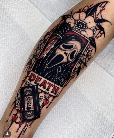 Halloween Tattoos Sleeve, Movie Tattoos, Scary Tattoos, Men Tattoos, Theme Tattoo, Creepy Tattoos, Spooky Tattoos, Dope Tattoos For Women, Horror Tattoo