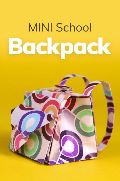 Today we will make this cute little MINI SCHOOL BAG / BACKPACK.  Please SUBSCRIBE to our channel, we'll be posting more videos soon.  #origami #bag #backpack #arts #crafts #decorations #diy #artandcrafts #papermade #doityourself #paperfolding #origamieasy Origami Backpack, Mini School Bag, Origami Videos, Origami Bag, Crafts Origami, Easy Origami, Treat Holder, Paper Folding, Origami Art