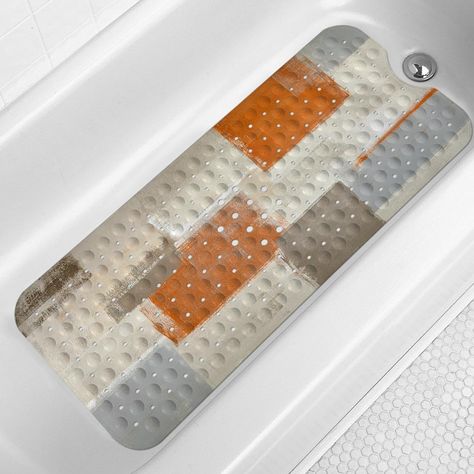 LNOND Orange Bathtub Mat Non Slip, 40 X 16 Inch Tub Mat for Bathroom, Abstract Art Bath Tub Shower Mat with Drain Holes and Suction Cups Large Bathtub, Bathtub Mats, Clean Bathtub, Bathtub Mat, Tub Mat, Tub Shower, Shower Mat, Bathtub Accessories, Bathtub Shower