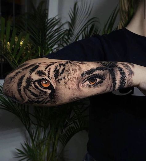 Eye Tattoo On Arm, Tiger Forearm Tattoo, Tiger Eyes Tattoo, Half Sleeve Tattoos For Guys, Hand Tattoos For Guys, Tiger Tattoo, Tattoo Life, Eye Tattoo, Arm Tattoos For Guys