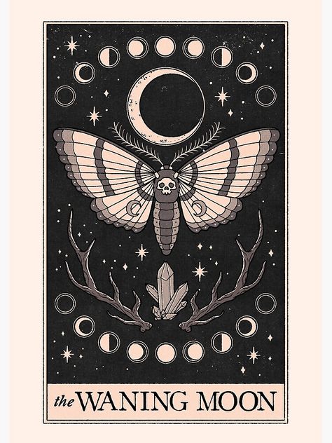 "The Waning Moon" Art Print by thiagocorream | Redbubble Goth Embroidery, Waning Moon, The Moon Tarot, Old School Tattoo Designs, Moon Art Print, Moon Poster, Tarot Cards Art, Gift Inspo, Bleach Art