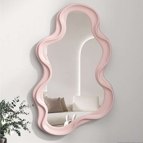 Super Cute And Stylish Ships In 5-10 Business Days House Of Mirrors, Cloud Mirror, Wavy Mirror, Mirror Wall Bedroom, Dream Bedroom Inspiration, Pink Room Decor, Mirror House, Preppy Room Decor, Room Redesign