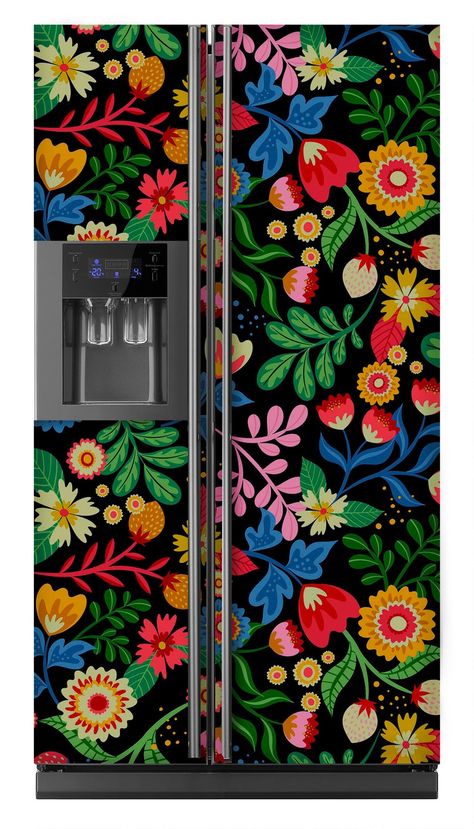 Vinyl Fridge, Side By Side Fridge, Paint Refrigerator, Refrigerator Wrap, Fridge Wrap, Fridge Decals, Refrigerator Wraps, Refrigerator Covers, Retro Fridge