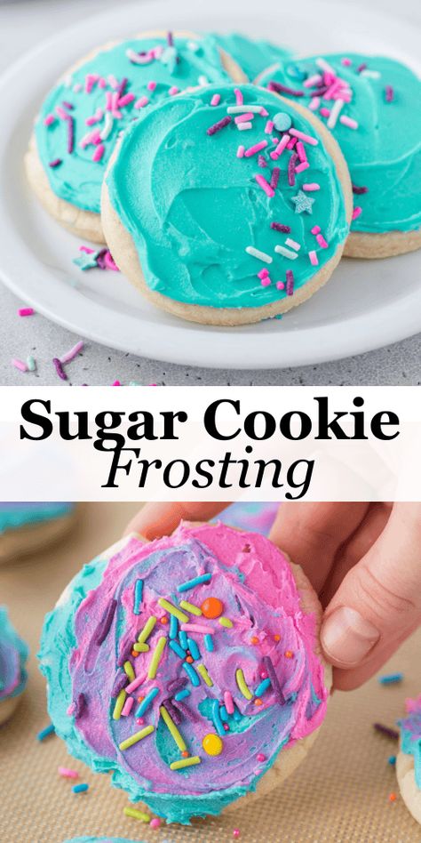 This is the sugar cookie frosting recipe you've been searching for! Made in just 5 minutes with 6 base ingredients and whatever color gel food coloring you want, this recipe is perfect for everything from simple cookies to intricate designs. Sugar Cookie Frosting Fluffy And Stackable, Soft Sugar Cookie Icing Recipe, Frosting For Cookie Decorating, Cut Out Cookies Frosting, Frosting For Cookies That Hardens, Icing For Sugar Cookies Decorating, Homemade Cookie Frosting, Best Cookie Frosting For Decorating, Butter Cream Frosting For Sugar Cookies