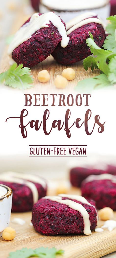 Roast Beetroot Falafels – easy gluten-free vegan deliciousness – Kind Earth Beetroot Falafel, Falafel Recept, Roast Beetroot, Vegan Falafel, Beetroot Recipes, Plat Vegan, Falafel Recipe, Falafels, Tahini Sauce