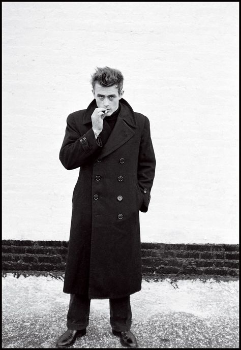 Why a Double-Breasted Topcoat Is Double the Awesome | GQ James Dean Style, Topcoat Men, Chris Farley, Jimmy Dean, Full Length Coat, Sunday Style, Mens Clothing Store, Cecil Beaton, Sharon Tate