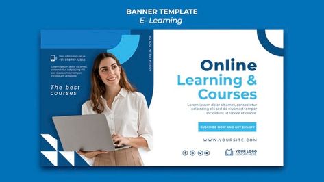 Certificate Of Completion Template, Education Banner, Graphic Design Course, E Learning, School Banner, Banner Template Design, Website Banner, Online School, Design Course