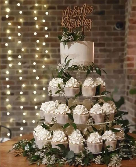 Cupcake Elegance on Instagram: “Sometimes keeping it simple is all that is needed 🤍 @sandstonepointweddings . . #cupcakeelegance #cupcakeweddingcake…” Wedding Cupcake Tower, 25th Anniversary Party, Boda Ideas, December Wedding, Cupcake Tower, Wedding Items, Wedding Cakes With Cupcakes, Simple Wedding Cake, Keeping It Simple