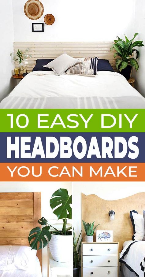 10 Easy DIY Headboard Ideas You Can Make • The Budget Decorator Painted Headboards, Fake Headboard Ideas, Beds Without Headboards Ideas, Fake Headboard, Headboard Ideas Diy, Diy Headboard Ideas Easy, Diy King Size Headboard, Rental Diy, Diy King Headboard