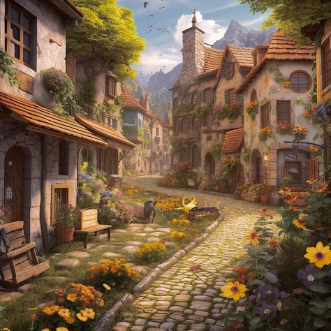 Fantasy Farming Town, Fantasy Town Concept Art, Star Kingdom, Farm Town, Medieval Romance, Warhammer Fantasy Roleplay, Fantasy Town, Urban Architecture, Fantasy City